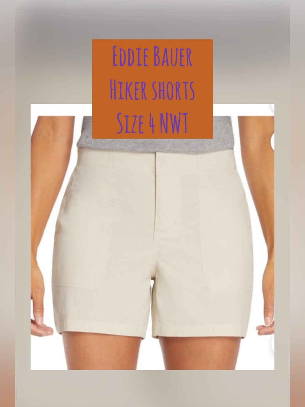 Eddie Bauer Cream Casual Patch-Pocket Shorts